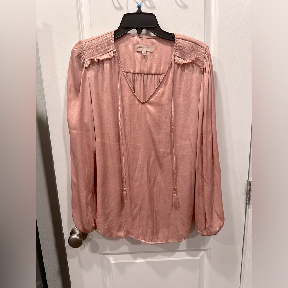 Pink long sleeve boho top